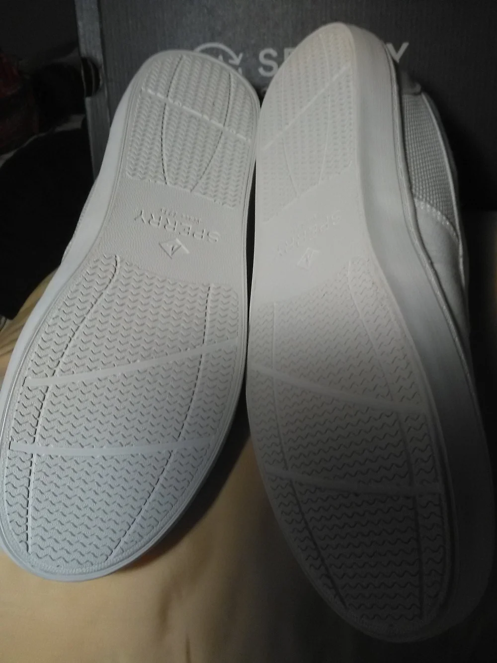 NIB Sperry Men’s White Canvas Boat Shoes SZ. 11.5W MEMORY FOAM